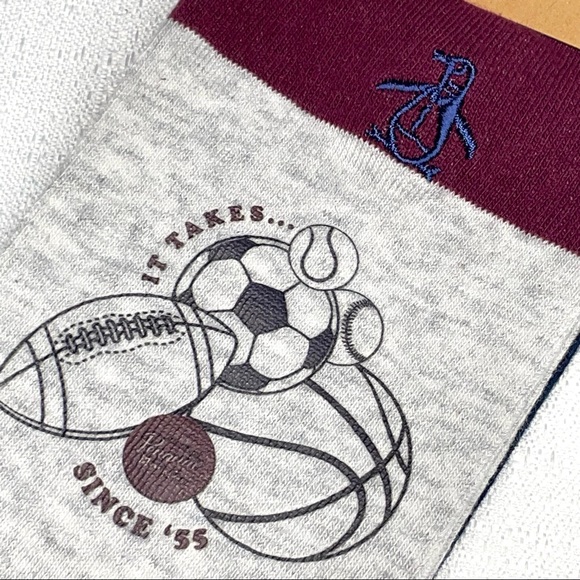Original Penguin Men’s Casual Dress Socks Combed Cotton Blend Burgundy New NWT - Picture 5 of 12